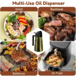 16oz/470ML Light-Blocking Dark Oil Sprayer for Cooking 2 in 1 Olive Oil Dispenser Bottle for Kitchen Dark Green Glass Oil Bottle - Image 5