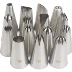 15pcs Piping Nozzles Set, Stainless Steel IcingCream Nozzles, Cake Piping Tips For Dessert Biscuit Cup Cake, Kitchen Accessories