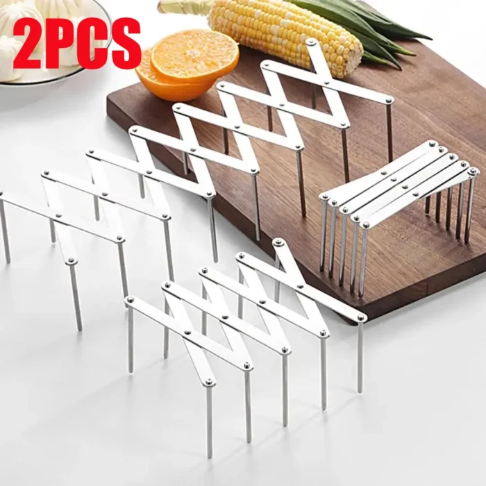 Stainless Steel Pot Lid Holder Retractable Space Saving Multifunctional Dish Plate Bowl Organizer Storage Rack Kitchen Supplies - Image 1